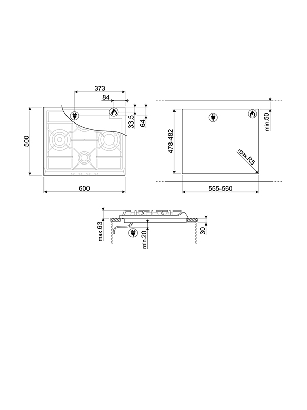 Smeg SR264XGH2 Hob - 1.jpg