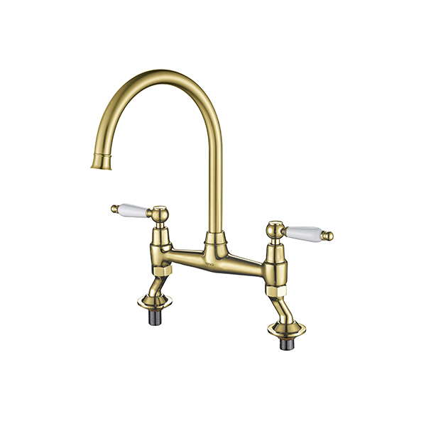 MOULINS CLASSIC BRIDGE MIXER BRUSHED GOLD BRASS