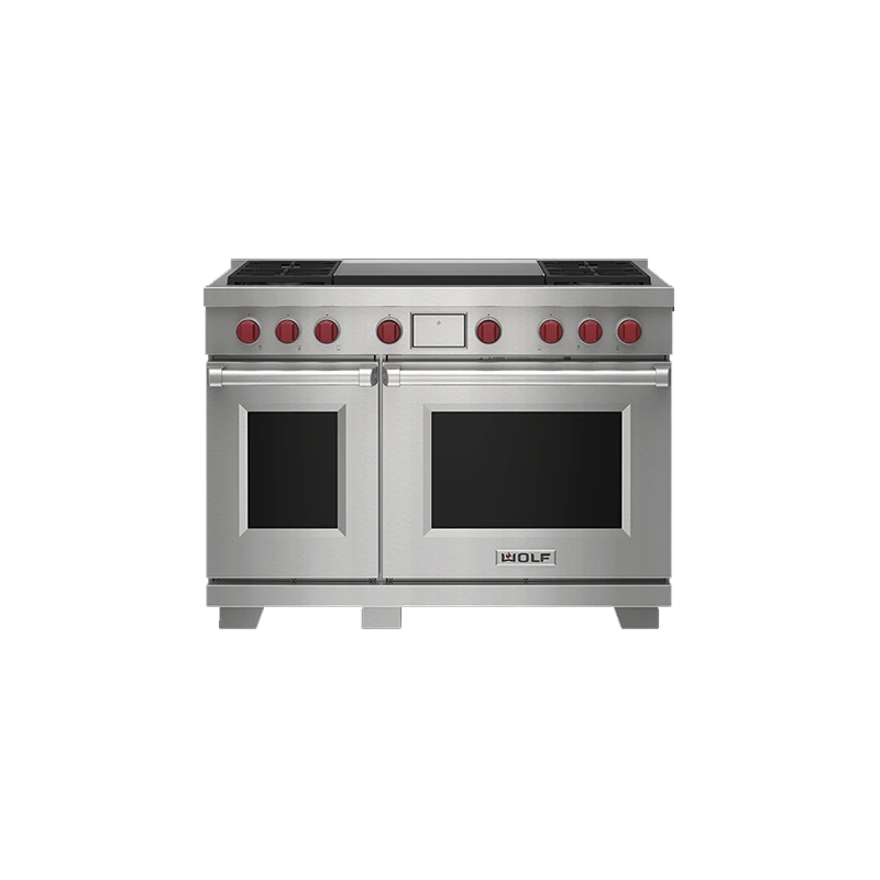 Wolf ICBDF48450DGSP Dual Fuel Range Cooker - 4 Burner Double Griddle