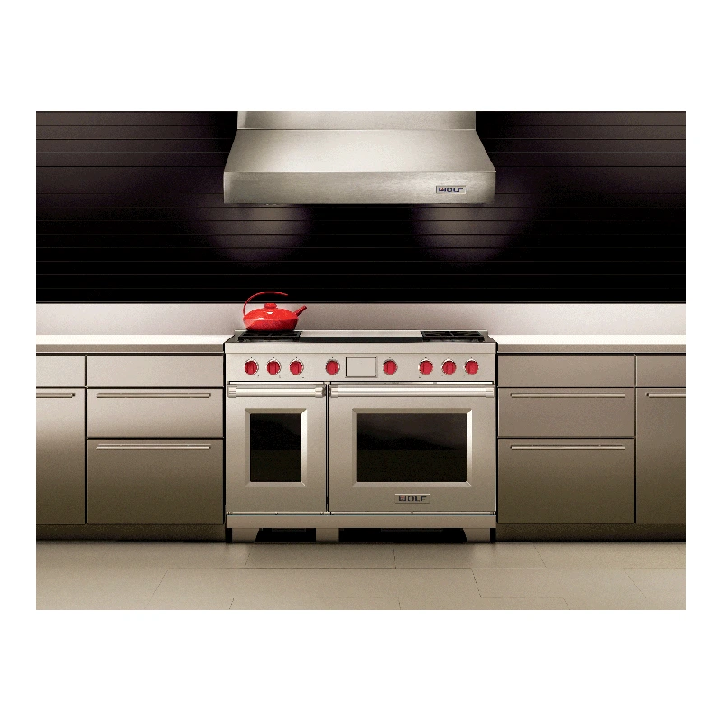 Wolf ICBDF48450DGSP Dual Fuel Range Cooker - 4 Burner Double Griddle