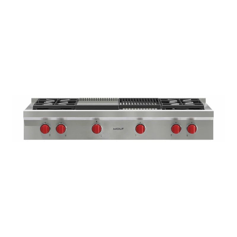 Wolf ICBSRT484CGLP Gas RangeTop - 4 Burner, Chargrill & Griddle